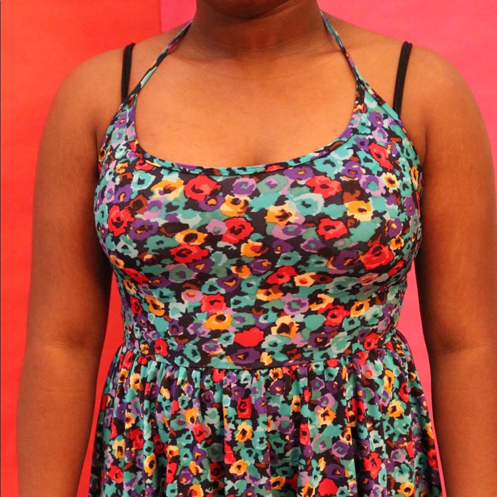 American Apparel Floral Nylon Tricot Skater Dress